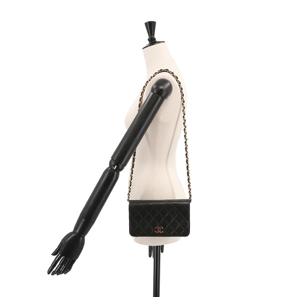 Chanel Mini Matelasse Chain Shoulder Bag Leather Black - Picture 9 of 9